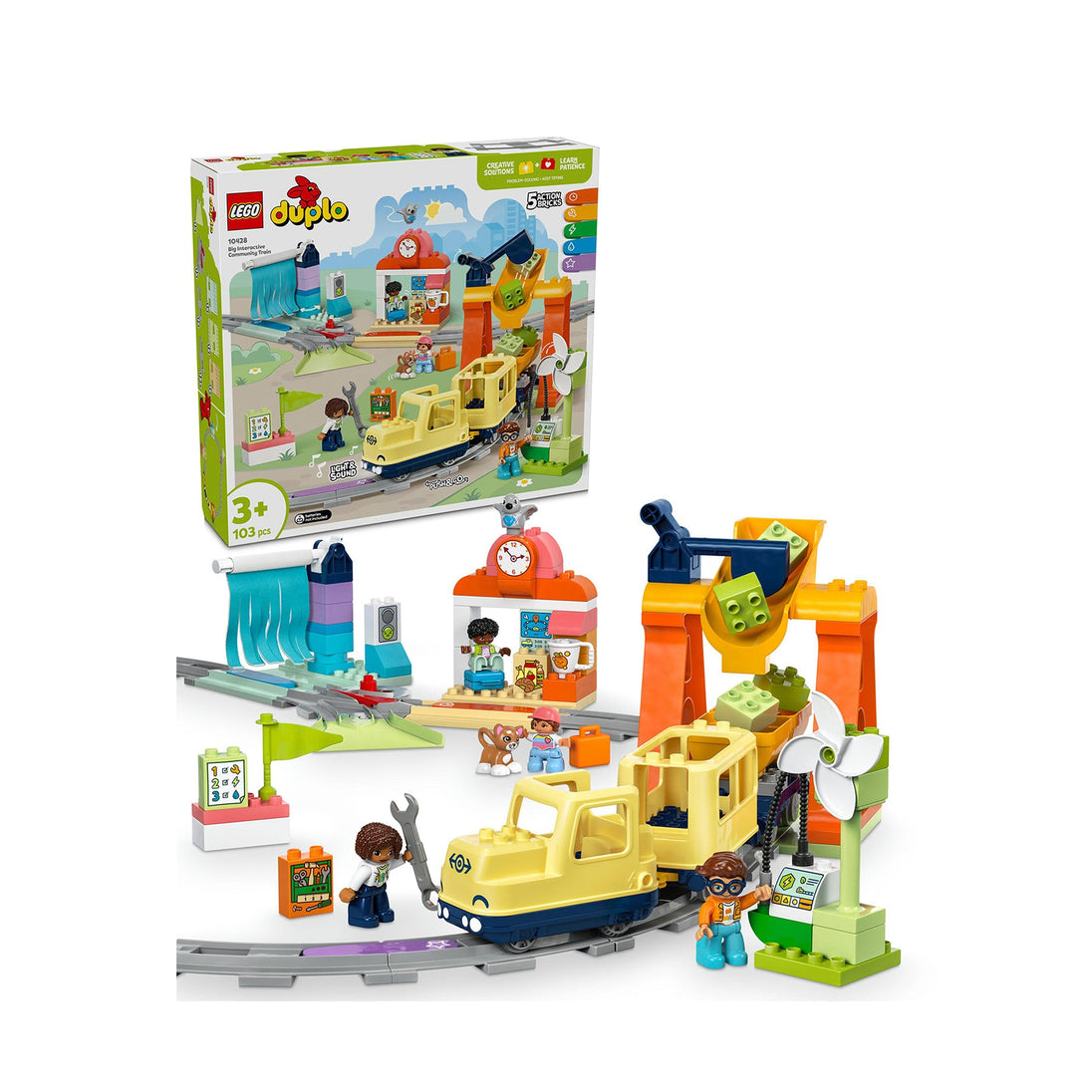 LEGO Duplo Big Interactive Community Train toy set for toddlers with train, tracks, station, figures, and accessories for imaginative play and learning