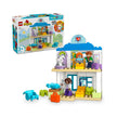 LEGO Duplo First Time hospital playset with doctor, child, adult, teddy figures, and medical props for toddlers aged 2+