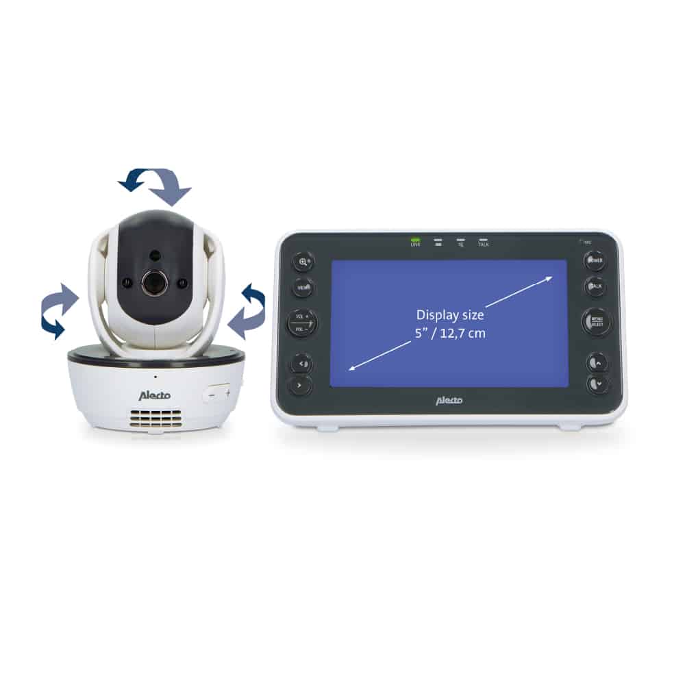 Alecto DVM200XL - Video baby monitor with 5" colour display, white/anthracite - ChelinoBaby Online