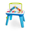 Baby Einstein Curiosity Table with removable legs, colorful spinning gears, light-up features, and interactive STEAM learning activities for infants.