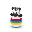 Baby Einstein Stack & Wobble Zen Teether Toy with colorful rings and zebra design.