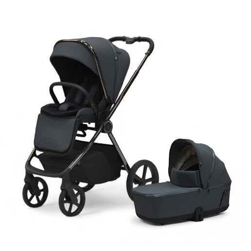 Bella III Graphite stroller and carry cot 2-in-1 travel system, sleek design for stylish and practical parenting.