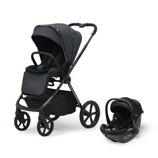 Bella III Graphite stroller and Tulip i-Size car seat travel system in elegant design.