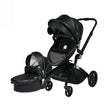 HotMom Cocoon Black stroller with reversible seat and separate bassinet.