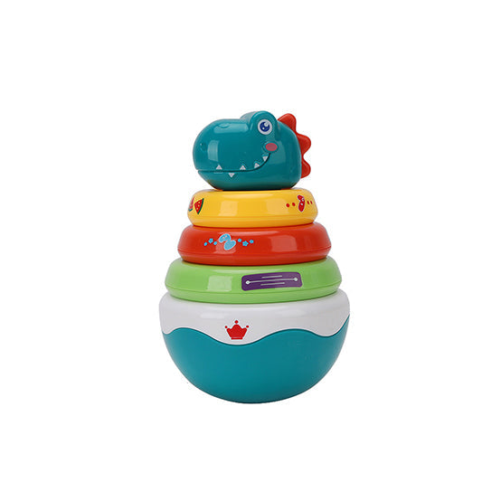 Stacking Roly Poly Dinosaur toy with colorful, textured shapes for babies 6 months and older.