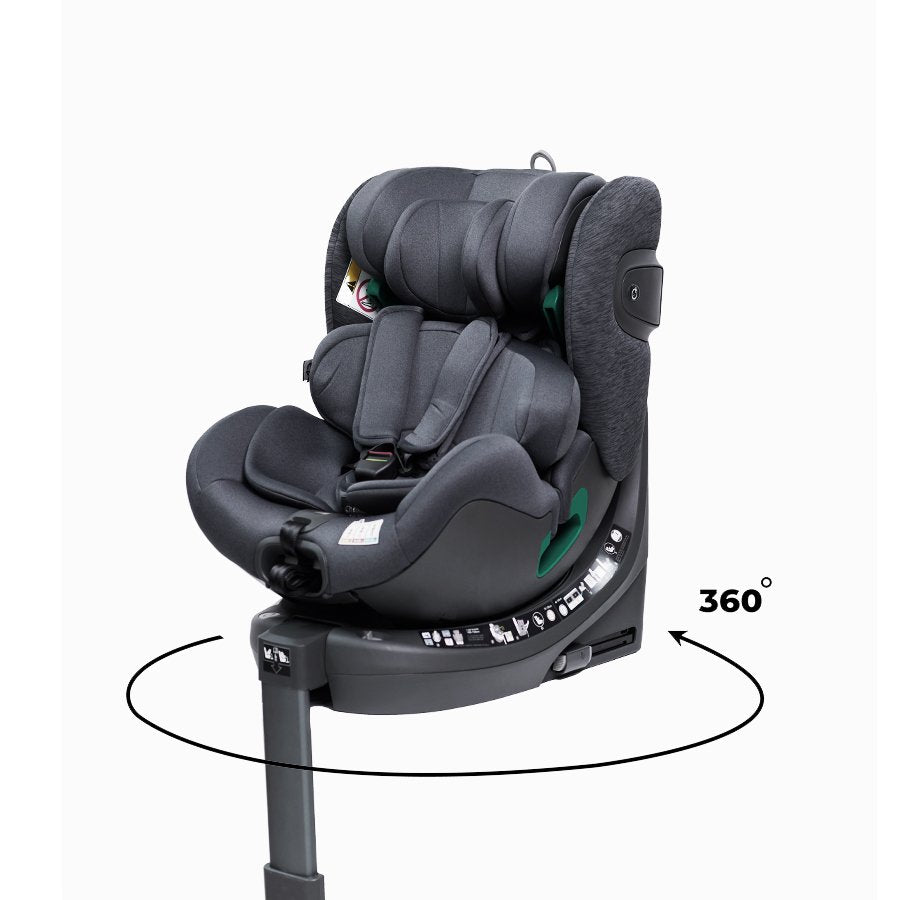 Falcon S i-Size Car Seat in black with 360-degree rotation and side impact protection for children from birth to 12 years