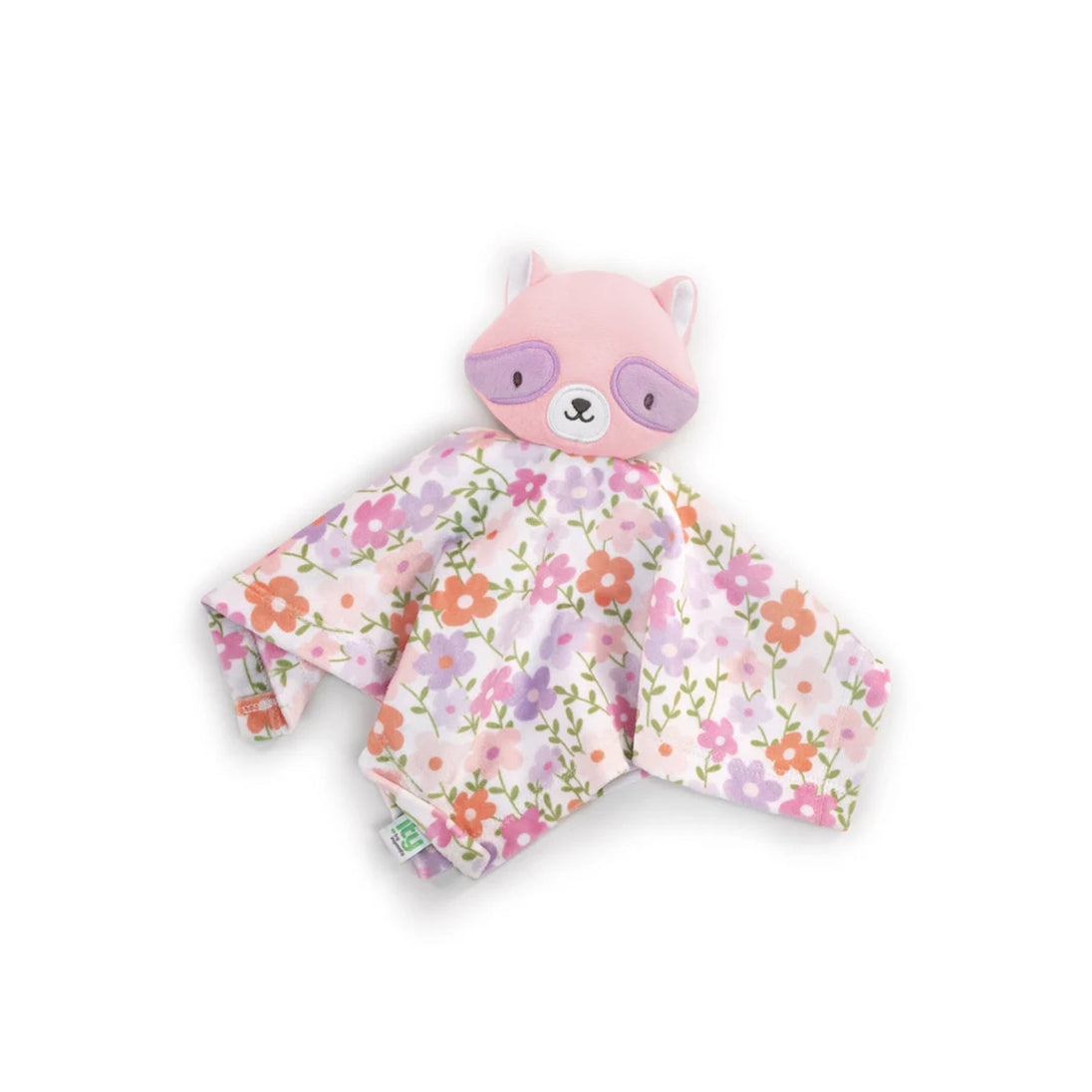Plush floral baby lovey with raccoon design from ING Cozy Lovely Deni.