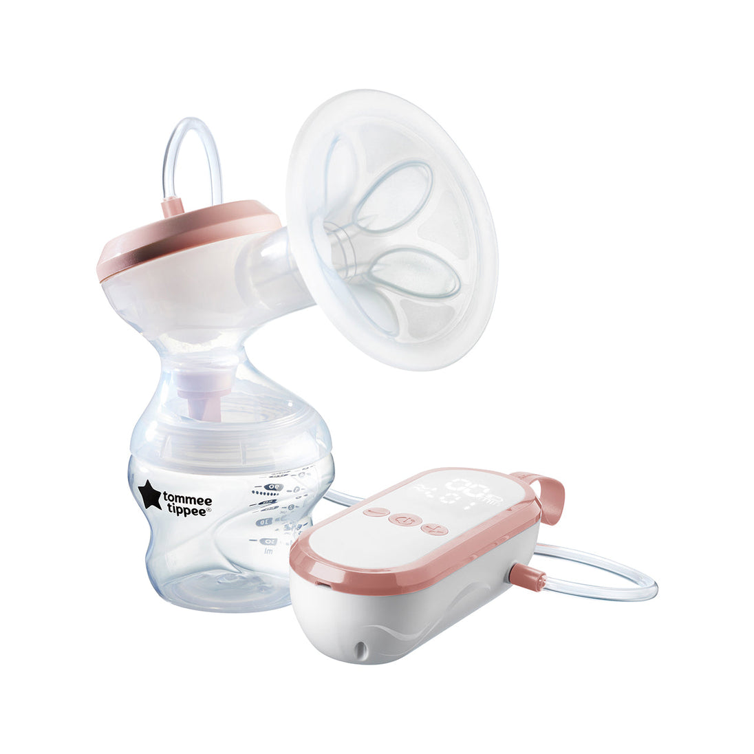 Tommee Tippee Made For Me Single Electric Breast Pump with massaging silicone cup and USB rechargeable power unit