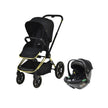 Maverick 2 in 1 yellow gold and black travel system stroller with infant car seat for newborn to 4 years.