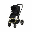 Maverick Yellow Gold luxury stroller with black fabric and sleek frame for newborns up to 22kg
