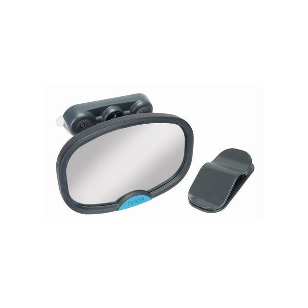 Munchkin Brica Dualsight clear car mirror with two attachment options for viewing rear or forward-facing children