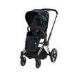 PRIAM Gen 3 Chrome & Jewels of Nature pushchair with adjustable handlebar and stylish design.
