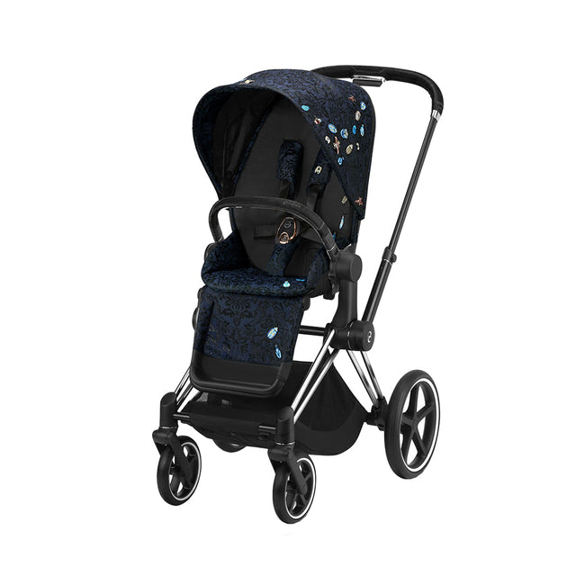PRIAM Gen 3 Chrome & Jewels of Nature pushchair with adjustable handlebar and stylish design.