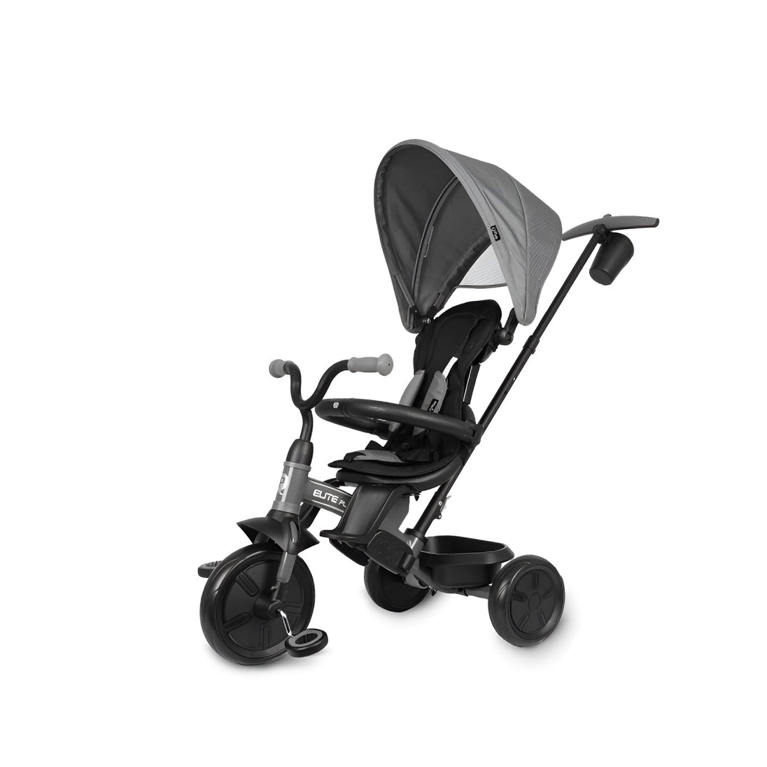 QPlay Elite Platinum Tricycle with Reversing Seat in Grey for Ages 10-72 Months.