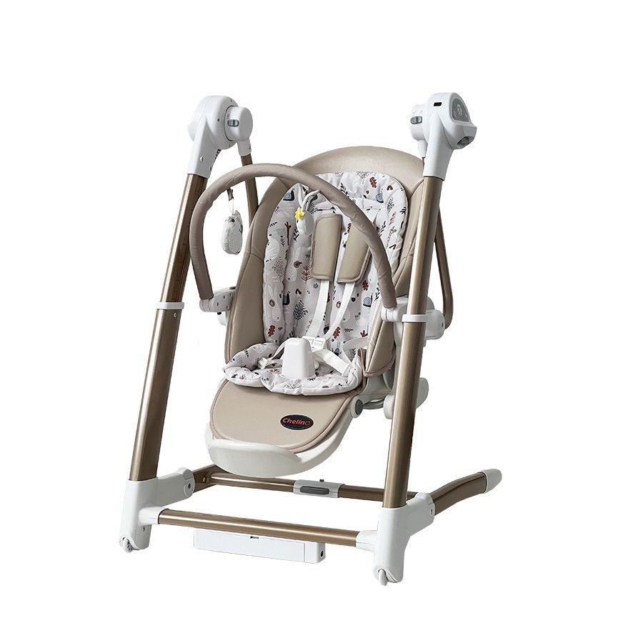Beige Royal 3 in 1 swing and high chair for babies, versatile and stylish design.
