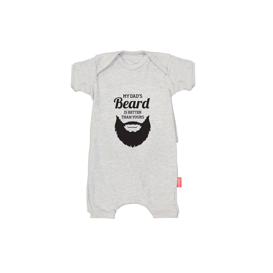 Grey Baby Republic baby grow with "My Dad's Beard Is Better Than Yours" slogan and short sleeves