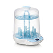 Snookums Electric Steam Steriliser for baby bottles with LED timer and auto shut-off, fits various bottle sizes, sterilizes in 6 minutes.