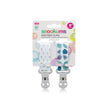 Snookums Soother Clips 2-pack with universal clip design for pacifiers, BPA-free, stylish patterns, suitable for babies 0 months and up