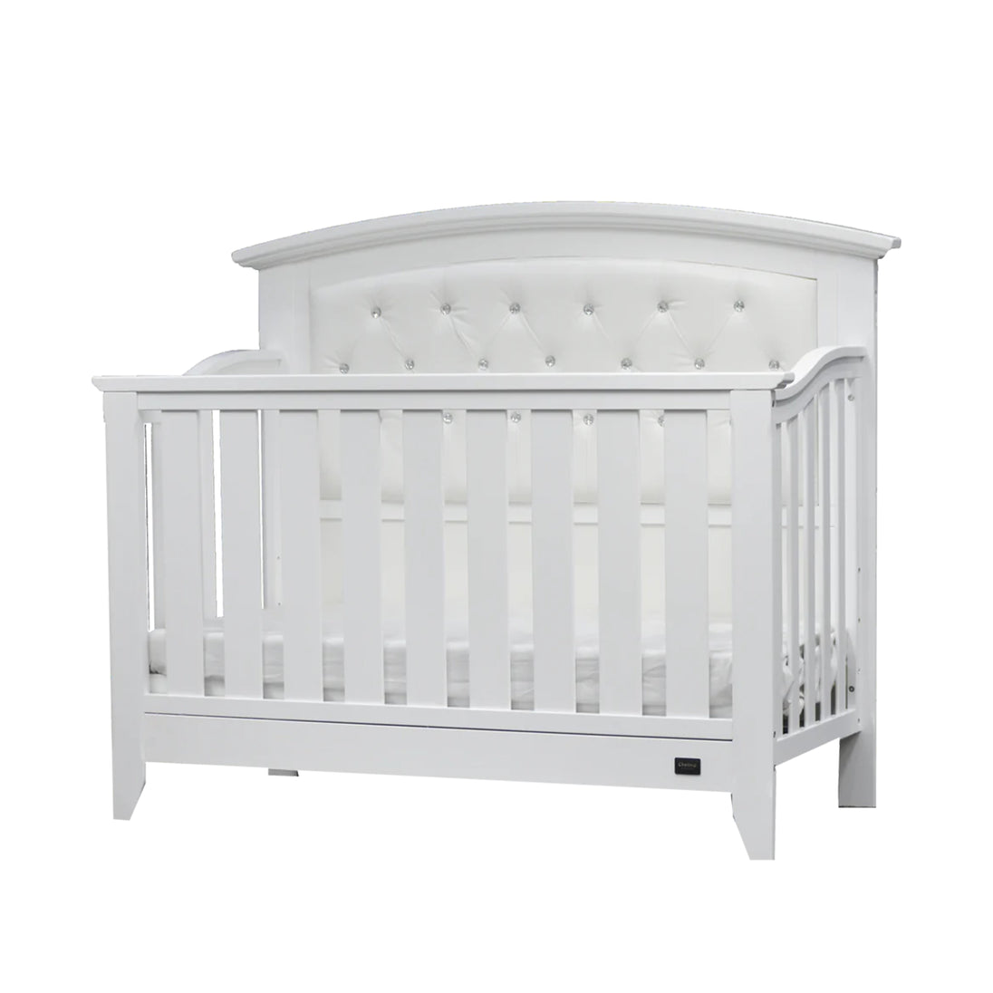 Elegant Sophie Cot with arched headboard and diamond accents, designed for comfort and convenience.