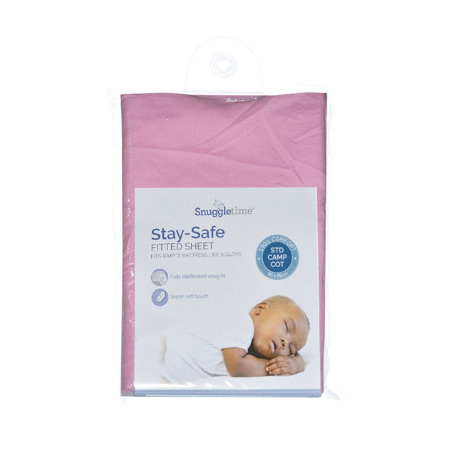 Stay-Safe Fitted Sheets for baby cot, fully elasticated and super soft, ensuring comfort and safety.