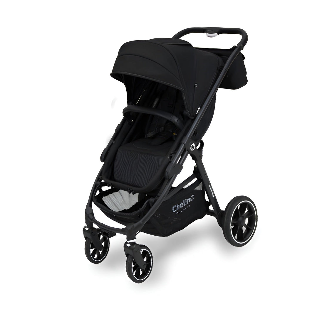 Black switchable wagon stroller with canopy and four wheels for infants and toddlers