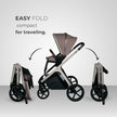 Lunar II Stroller & Carry Cot Travel System in Mocca, easy-fold design for compact traveling.