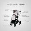 Lunar II Stroller & Carry Cot Travel System in beige with adjustable features and modern design.