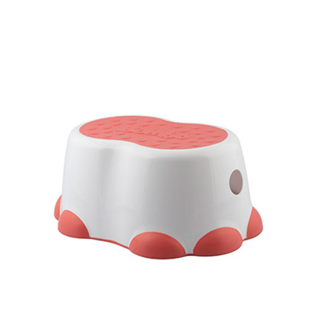 Bumbo Step Stool coral and white lightweight non-slip baby step stool for easy climbing and support