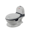 White and grey baby toilet with a comfortable design for toddler potty training transition.