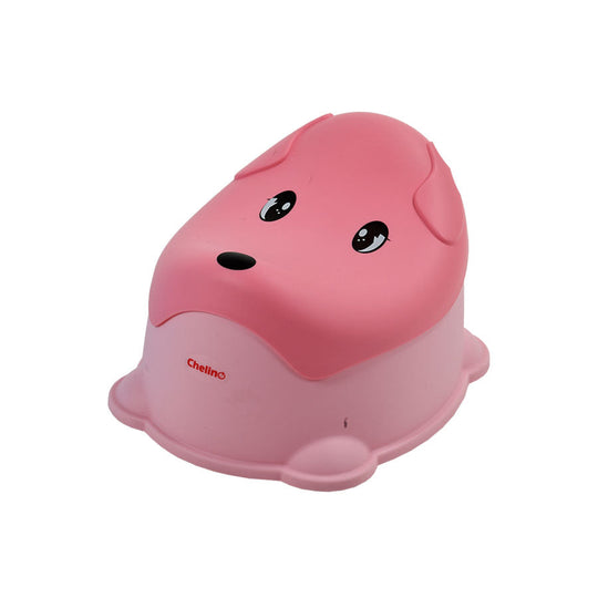 Pink Baby Puppy Potty with ergonomic design and non-slip feet for toddlers.