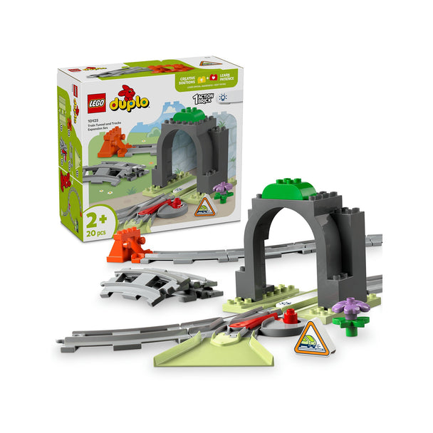 LEGO Duplo Train Tunnel Expansion Set with 20 pieces including tunnel, tracks, funnel, and switch for toddlers aged 2+
