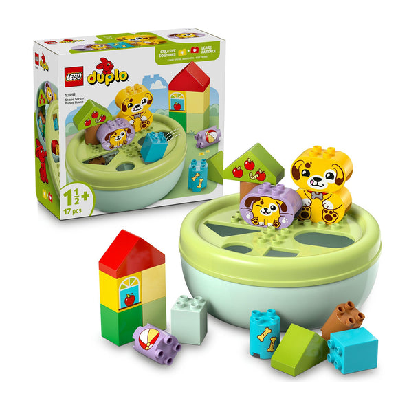 LEGO DUPLO Shape Sorter Puppy House educational toy for toddlers with colorful blocks and dog figures for shape learning and play