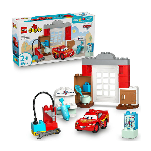 LEGO DUPLO McQueen's Visit to Doc's Garage playset with Lightning McQueen car and garage accessories for toddlers aged 2+