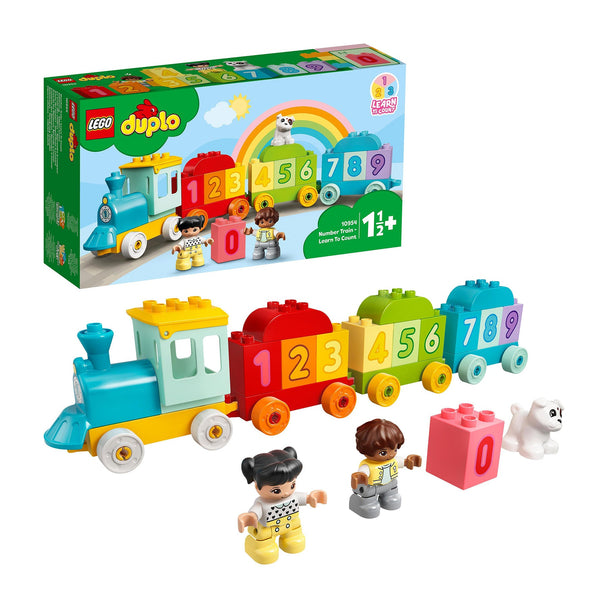 LEGO DUPLO Number Train colorful educational toy for toddlers with number bricks and figures for learning to count and play.