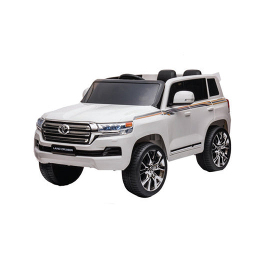 Toyota Land Cruiser ride-on car for kids with realistic features and sturdy design.