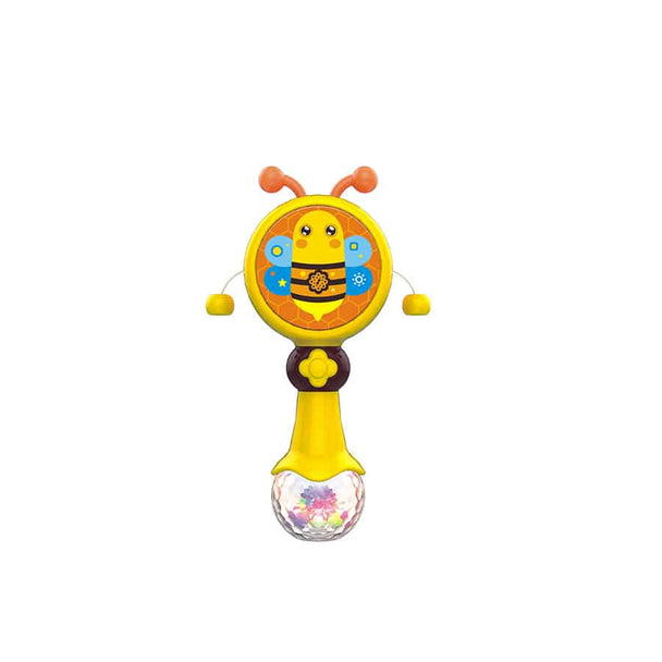 Colorful Ringing Rattle Toy Drum for infants aged 12 months and up, featuring soft lights, music, and teether.