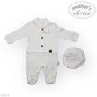 M/C WHITE 2PC GROWERS soft waffle-textured white baby grower set with matching hat for newborn boys