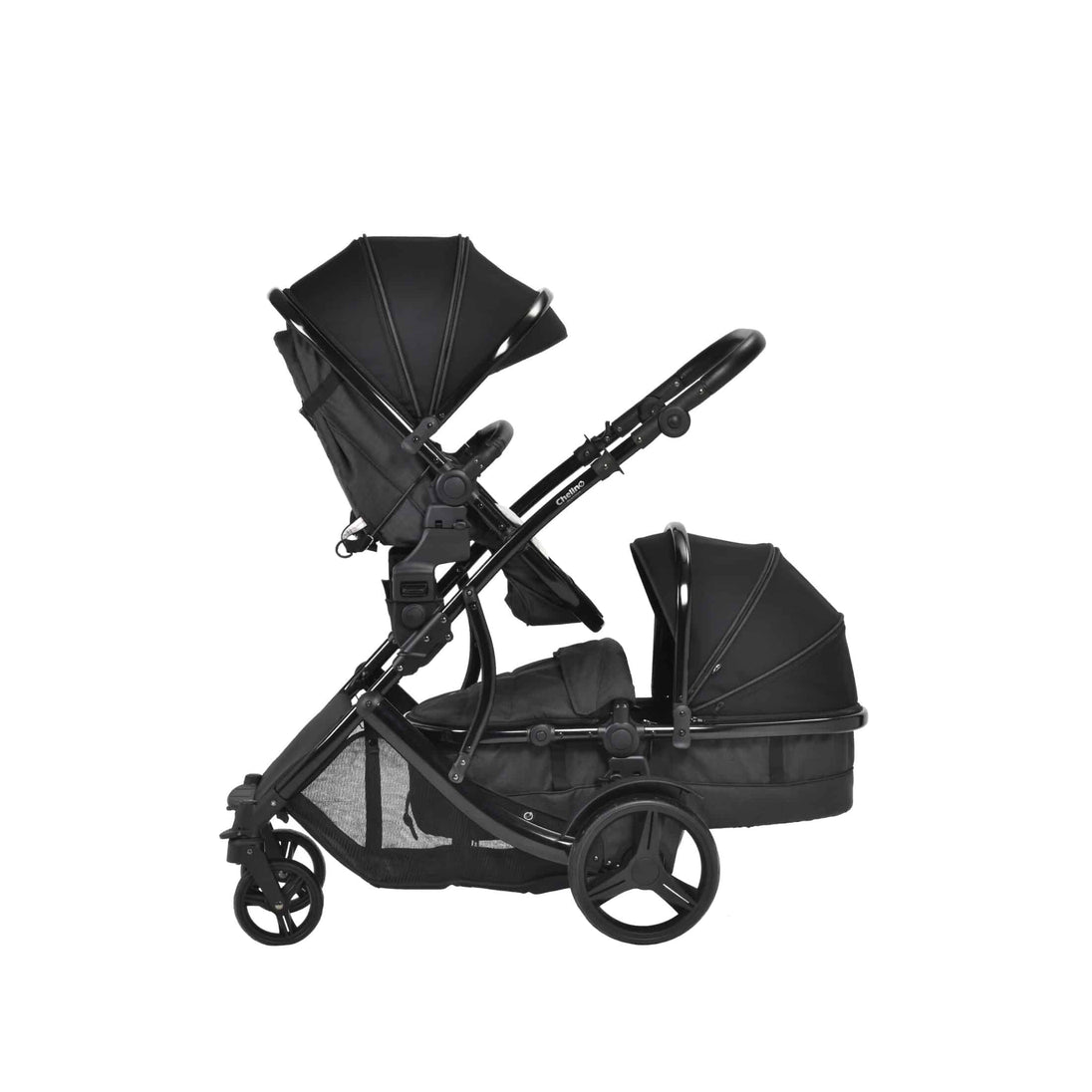 Lunar Twin Black Stroller Stylish and Versatile Twin Stroller