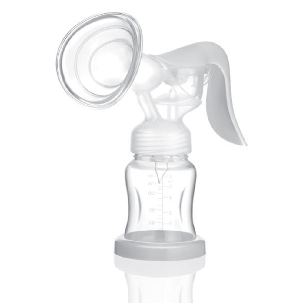 Snookums Manual Breast Pump Set with ergonomic handle and silent operation for discreet breastfeeding