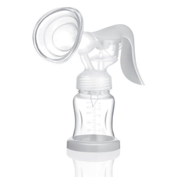 Snookums Manual Breast Pump Set with ergonomic handle and silent operation for discreet breastfeeding