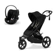 Cybex Avi Spin stroller with Cloud G car seat, ideal for city and outdoor use, featuring a swivel wheel, ergonomic design, and compact fold.