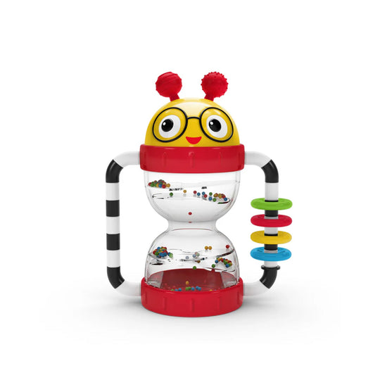 Baby Einstein Cal’s Sensory Shake-up Activity Rattle for babies 3-36 months, multi-sensory toy with textures and learning features.