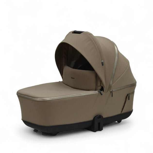 Bella III Mocca Carry Cot in elegant brown design for newborns up to 6 months.