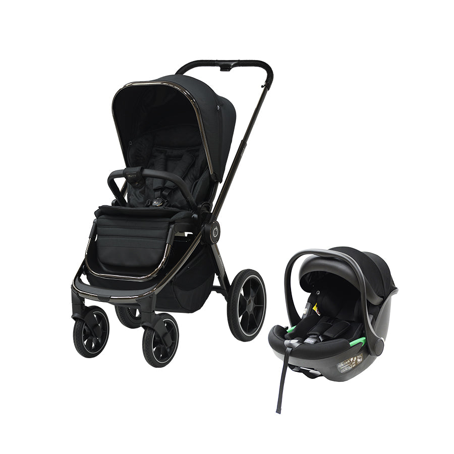 Bella Black Chrome 2 in 1 Travel System with sleek modern design and black chrome finish.