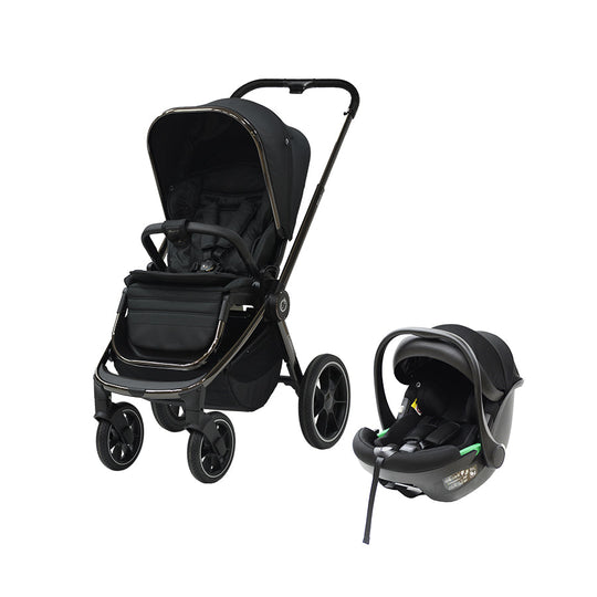 Bella Black Chrome 2 in 1 Travel System with sleek modern design and black chrome finish.