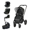 Black and gold Bella II 5-in-1 baby stroller and car seat combo set with Isofix base