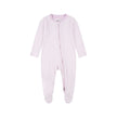Nike Striped Footed Coverall in Pink Foam with long sleeves and full-zip closure.