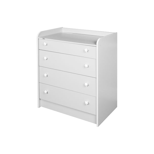 Caden Baby Changing Station white with four spacious drawers and elegant design for nursery organization