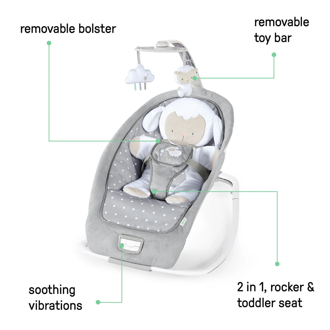 ING Infant to Toddler Rocker and Baby Bouncer Seat, Cuddle Lamb