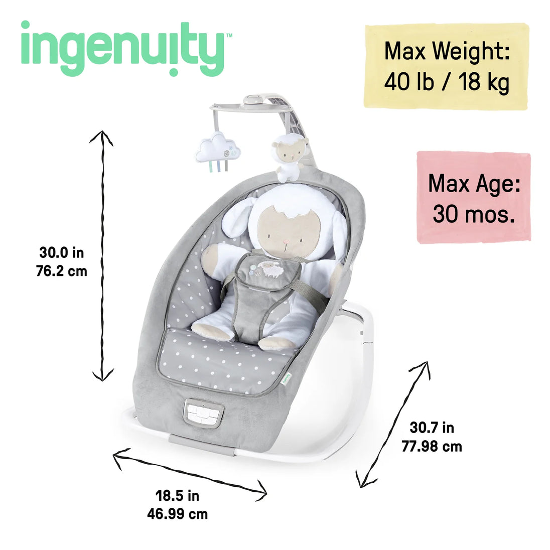 Ingenuity Infant to Toddler Rocker and Baby Bouncer Seat Cuddle Lamb
